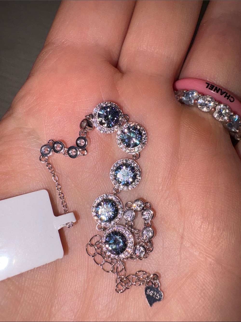 S925 Sterling Silver  Bracelet‎ with Blue moissanite stones
